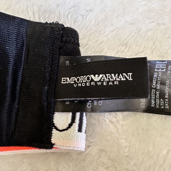 Emporio Armani Women's Iconicic Logoband Cotton Blend Black Bralette Bra SZ XL - Picture 8 of 10